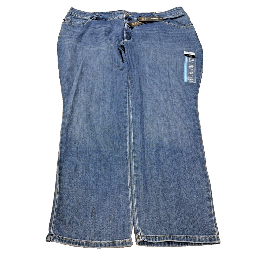Lee Instantly Slims 24W Petite Relaxed Fit Straight Leg Jeans NWT